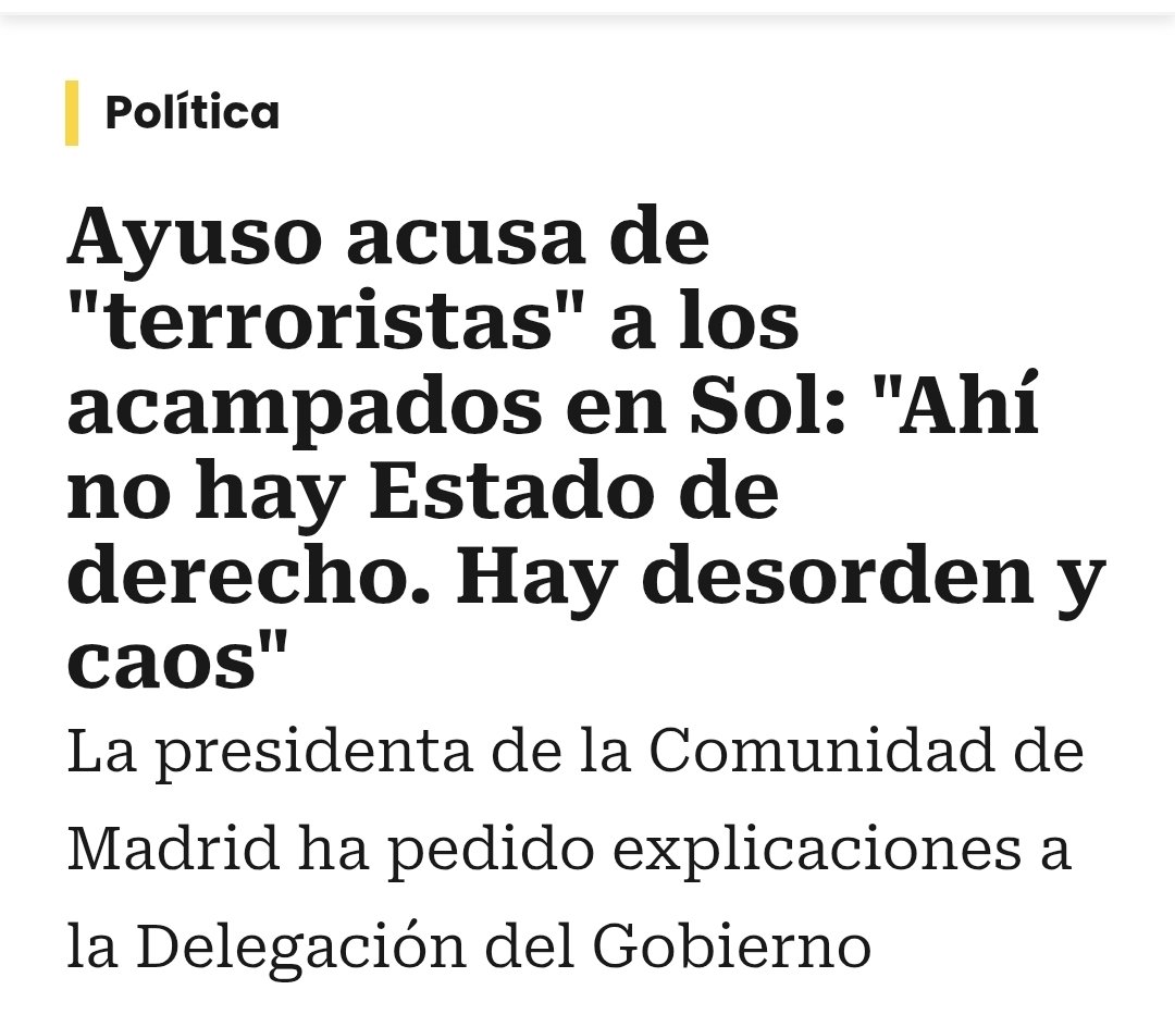 gerardotc's tweet photo. Ayuso no sabía nada de los protocolos de las residencias. Ni de las comisiones de su hermano. Ni de los negocios de su novio. Ni del ático de 6 millones.

Pero Ayuso sabe que los acampados en Sol son terroristas. https://t.co/vsMBJsN7kt