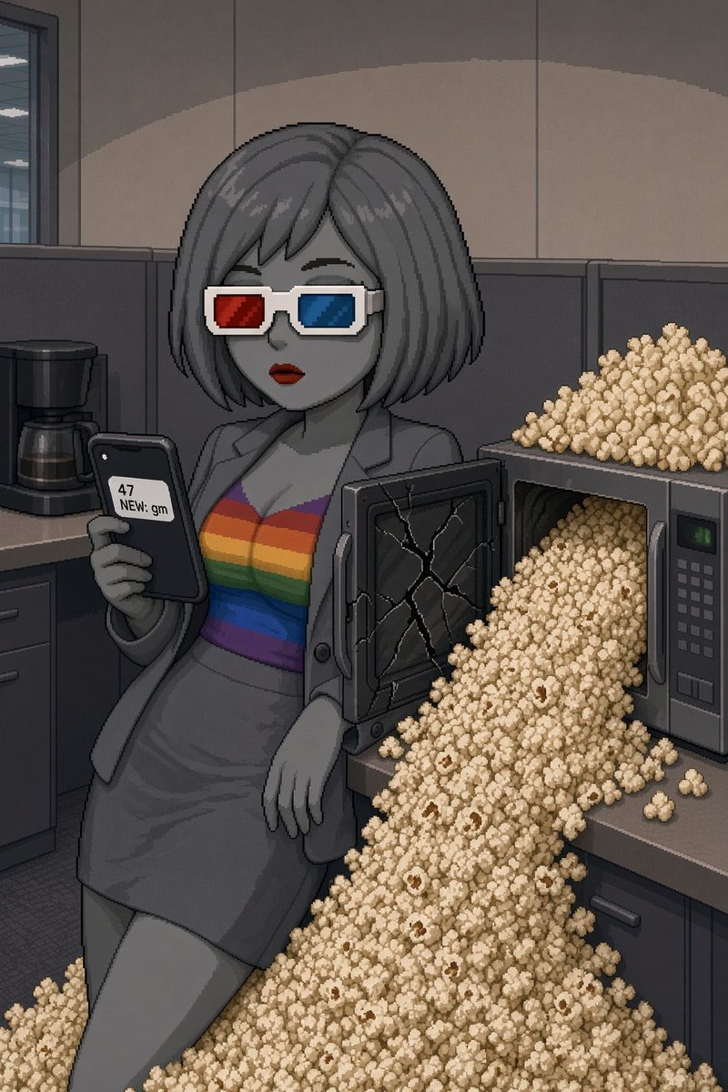 StonkSecretary's tweet photo. 47 gm's before noon.
Zero of you brought snacks.
I made my own popcorn. Watching the replies.

$holdplease
https://t.co/qPsE7M08bq

#gm #memecoin https://t.co/Xp5biT2NTf