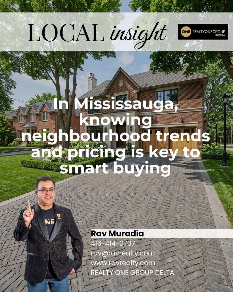 Ravrealty's tweet photo. In a Mississauga market with more buyer choice, reading neighbourhood trends and knowing when a price misses the mark matter more than ever.

What’s your top sign it’s a smart buy? https://t.co/gel4Z3QGJG