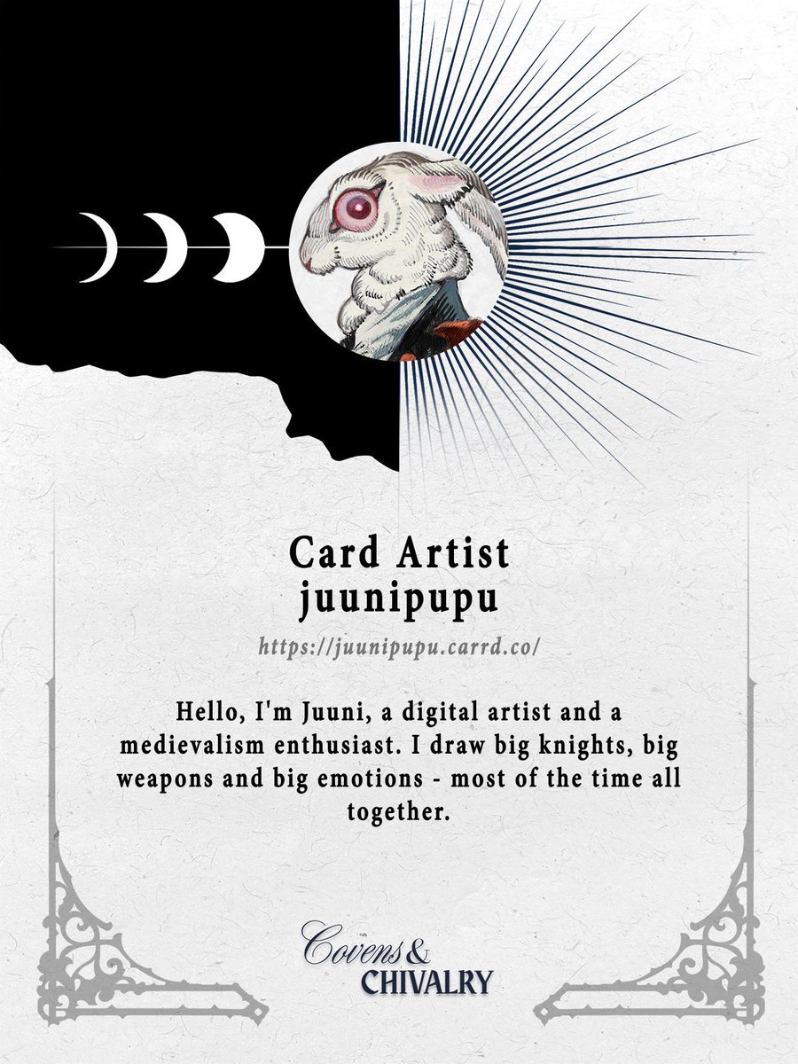 covensnchivalry's tweet photo. 🖤 CONTRIBUTOR SPOTLIGHT 🖤  

juunipupu 
Artist
@juunipupu

Keep an eye out for more creators behind the deck! 

#witches #knights #tarot #tarotcards #tarotproject #originalcharacters #zine #tarotcard #medieval #medievalfantasy #creative #creation #team #spotlight https://t.co/e97VZlIBOc