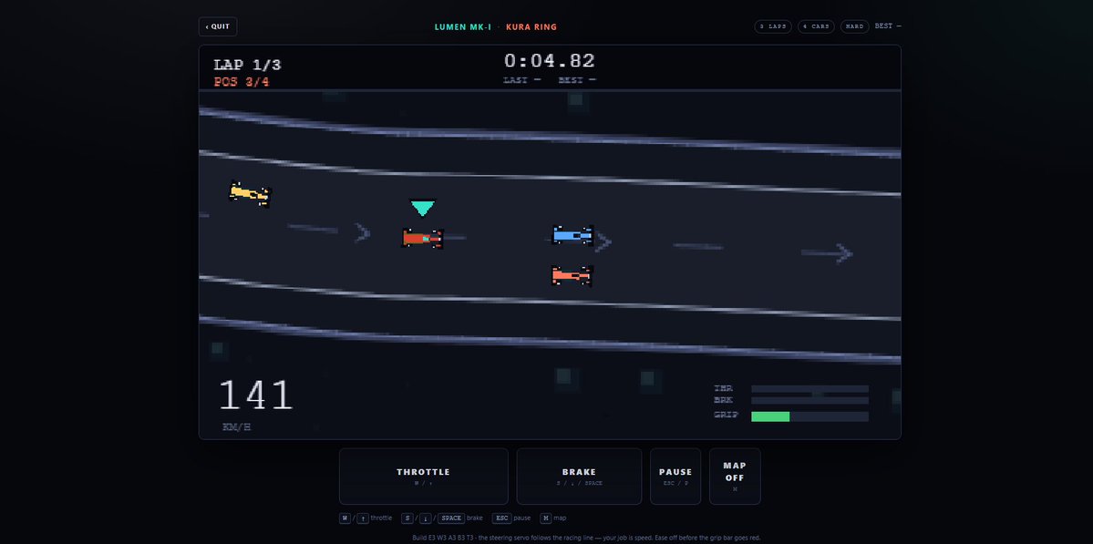 LumenGrandPrix's tweet photo. circuit racing just landed in Lumen GP 🏎️
because drag racing wasn't enough 💀
time to touch some grass. digitally.
more updates soon 👀 https://t.co/R5wanNJsAx