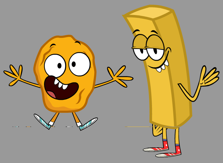 LonelyCube98's tweet photo. THIS IS MY CANADIAN CARTOON. CHICKEN NUGGET BOY &amp; FRENCH FRY MAN. THEY GO ON WACKY ADVENTURES IN A FAST FOOD CHAIN. WITH THEIR FRIENDS AND ENEMIES. TRUST ME THIS WILL BE THE CARTOON OF THE CENTURY. https://t.co/0Lc3aEVUor