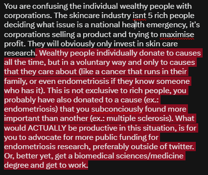 GIRLSADORATION's tweet photo. @90sfaces @reynbreadloaf You are confusing the individual wealthy people with corporations. The skincare industry isnt 5 rich people deciding what issue is a national health emergency, it's corporations selling a product and trying to maximise profit. They will obviously only invest in skin care research https://t.co/Od89ZFS8US