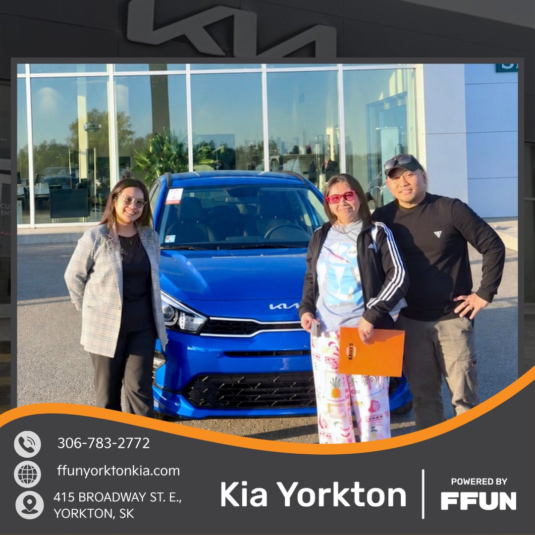 ffunkiayorkton's tweet photo. πβ¨ Our heartfelt thanks to Joan and Bernardo on the purchase of their 2022 Kia Rio! Wishing you many happy journeys ahead. Thank you for choosing FFUN Kia Yorkton! β€οΈπ
#FFUNKiaYorkton #FFUN #Sold #KiaRio #ThankYou #HappyCustomers #DriveHappy #Yorkton #Sask πππ https://t.co/7ngKC2rsdZ