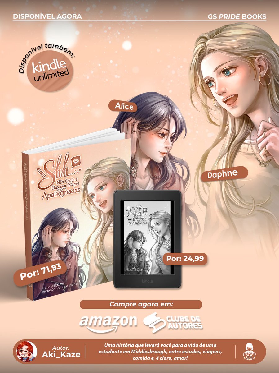 GSPrideBooks's tweet photo. 🧡📚 JÁ DISPONÍVEL! 📚🧡

O amor está prestes a entrar em cena! ✨💕

📖 Shh... Não Conte a Eles que Estamos Apaixonadas, de @Cumberoil , já está disponível em formato físico e e-book! E o e-book também está no Kindle Unlimited! 

Acompanhe Alice e Daphne em uma história de estudos, viagens, comida e, é claro, amor! 

Físico: R$ 71,93
E-book: R$ 24,99

Garanta seu exemplar!
 Amazon: https://t.co/HayDVB11qS
Clube de Autores: https://t.co/jlxrb1Dsu0

📱 E-book: https://t.co/bG4DqzRGBp