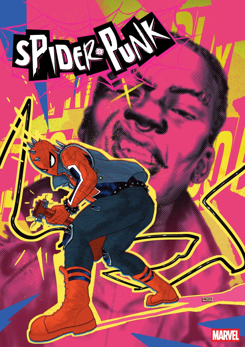 MarvelComicsHQ's tweet photo. READY, SET, THWIP!

The web of Spider-Man and his allies continues to expand across the Marvel Universe and beyond with three new series launching in early 2027:

🕷️ ‘Spider-Punk’ #1, an ongoing series by Cody Ziglar &amp; Justin Mason.

🎨: Taurin Clarke, Justin Mason #MarvelNYCC https://t.co/iCLB2d4ZIz
