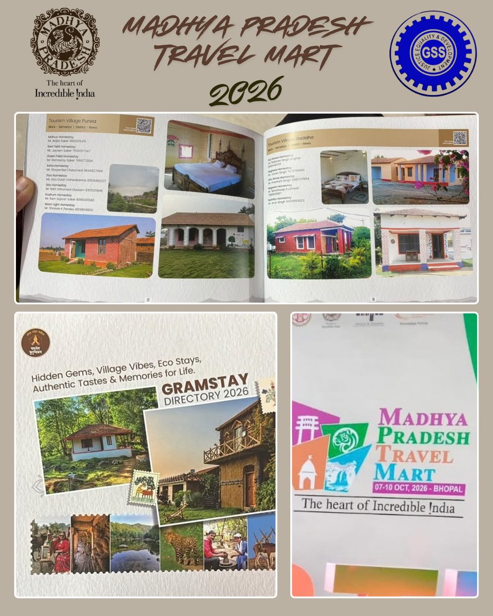 gssmp_org's tweet photo. Proud to witness the collaborative efforts of Madhya @MPTourism  Tourism Board and @gssmp_org  in promoting rural homestays and creating sustainable livelihood opportunities for local communities at the MP Tourism Travel Mart https://t.co/PUn7loJ89F