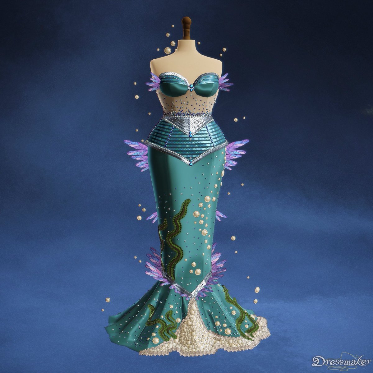 qiyuslily's tweet photo. recreated a mermaid theme dress i saw a while ago to try out using accessories differently,, kind of fun #dressmaker https://t.co/IdxOJif9kF