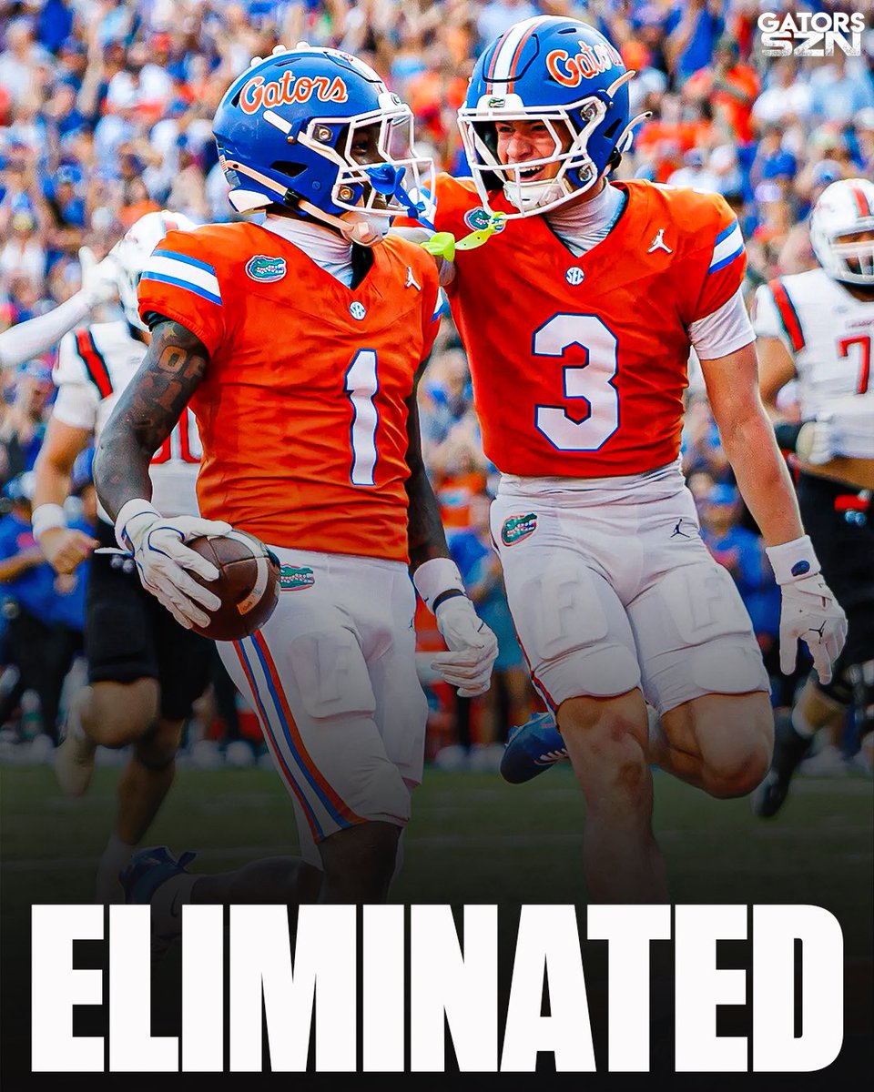 gatorsszn's tweet photo. BREAKING: Florida has been eliminated from College Football Playoff contention https://t.co/pNZBnjWTJ2