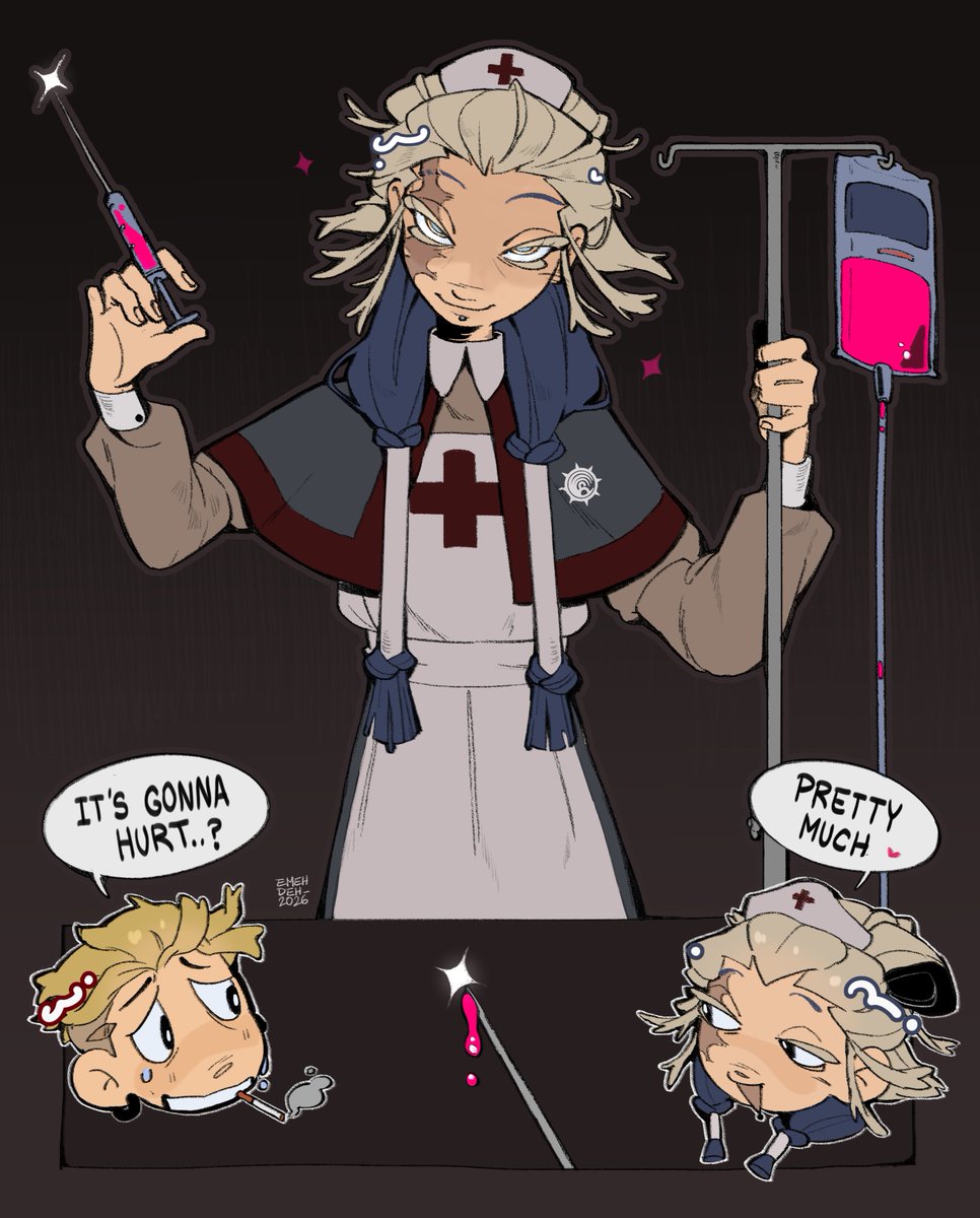 emehdeh_'s tweet photo. day ten: nurse tamsy 💉🩸 #tamsytober https://t.co/9UrEeATx46