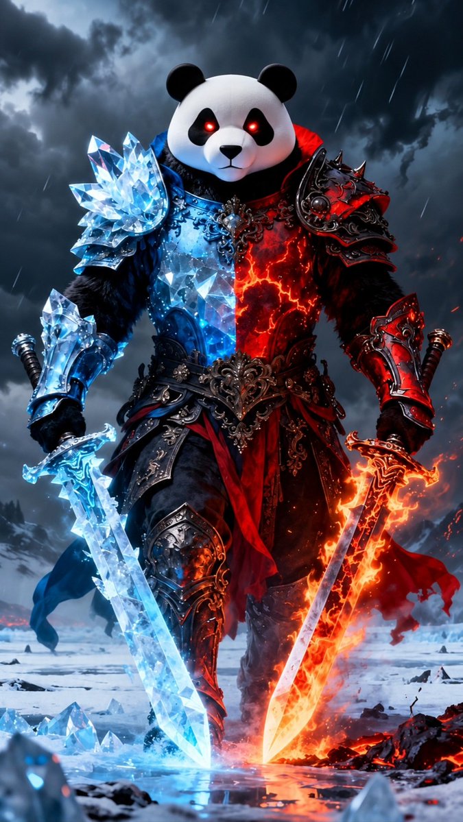 Iwerkmeme's tweet photo. ice in one hand.

fire in the other.

built for both seasons. 🐼 https://t.co/PjrqdmePSE