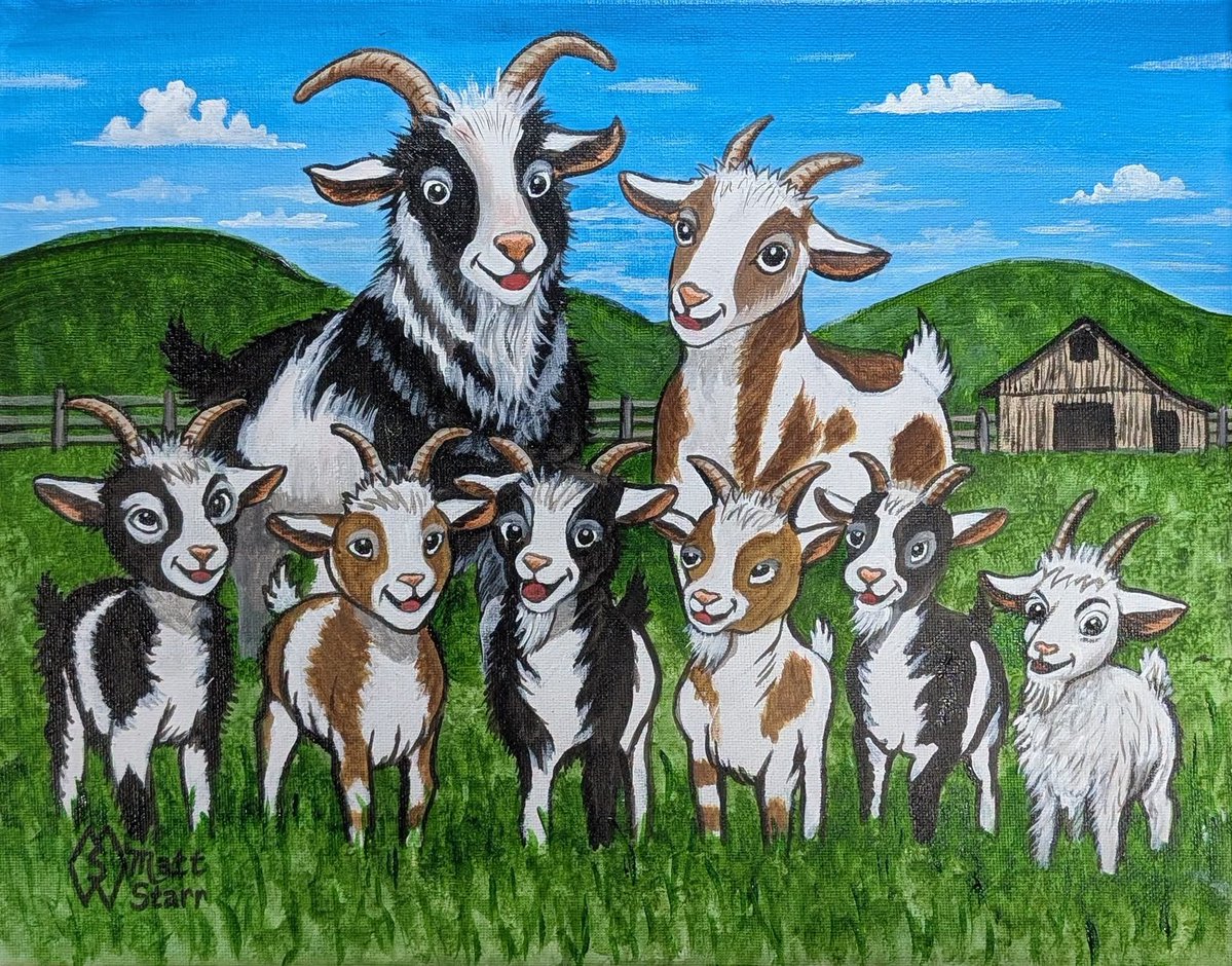 MattStarrFineA1's tweet photo. Check out my new work of art that I uploaded in Fine Art America, which is also part of the illustrations I did in the book “The Adventures of CRISCO the Goat” https://t.co/xiZZYSOaf4
.
#mattstarrfineart #Crisco #CRISCOGoat #TableRockLake #goats #Missouri #Arkansas #Ozarks https://t.co/aDP3sVS5pY