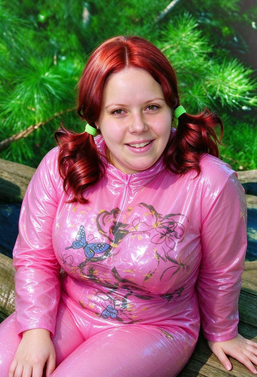 Lizzy1262629's tweet photo. Me outside. Pink PVC jacket with butterflies, red pigtails, greenery and wood behind me.
#PinkPVC #ButterflyPrint #RedPigtails #OutdoorShoot #FetishFashion #NSFW #Greenery #LookingAside https://t.co/moUx4GCtmU