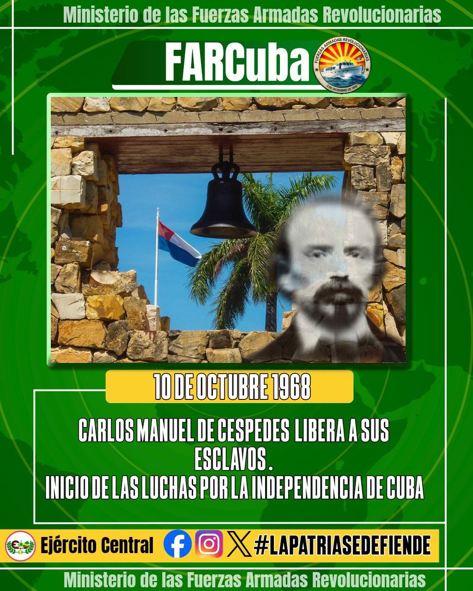 Egonsalezsb7910's tweet photo. #CubaUnidad, justicia social, dignidad e independencia son valores legados del 10 de octubre de 1868, que hoy continuamos https://t.co/SgUsDJS27b