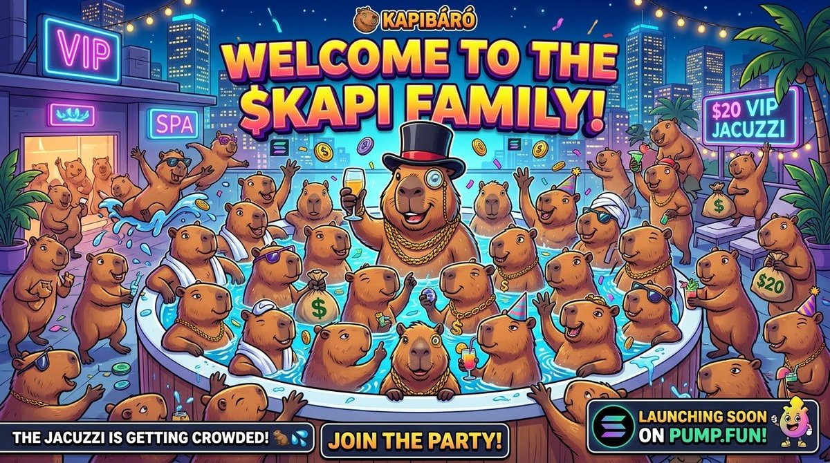 Kapibaraoffical's tweet photo. A huge WELCOME to all the new faces in the $KAPI family! 🦫💦
​The jacuzzi is getting crowded, and we love it! We are building the strongest, most chill community on https://t.co/6IJi0LdEY6, and we are just getting started.
​Let’s keep this momentum going! 🔥
💧 LIKE to welcome the newcomers
💧 RETWEET to invite more friends to the spa
💧 Join the party on Telegram: https://t.co/O5GlmXfXd2
​Grab your $20 bags and relax. The journey has just begun! 🚀🛀
​#KapiBaro #CryptoCommunity #PumpFun #Solana