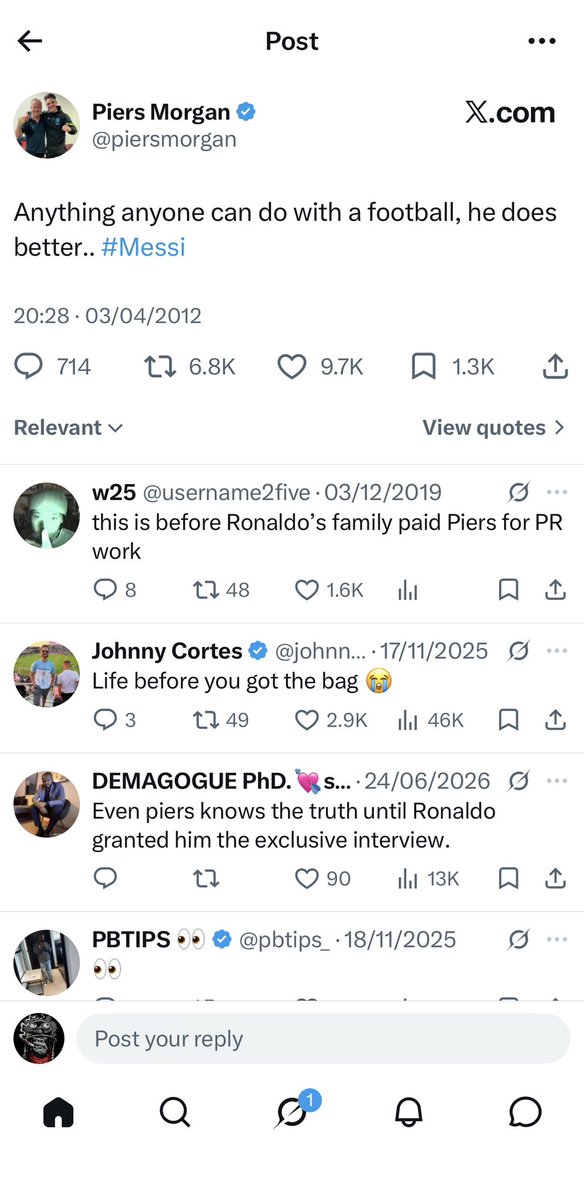 TechGreg1's tweet photo. @piersmorgan is this you? what changed after these tweets? how much were u paid by Ronaldo to keep licking his arse? https://t.co/0bhOvFYtLh