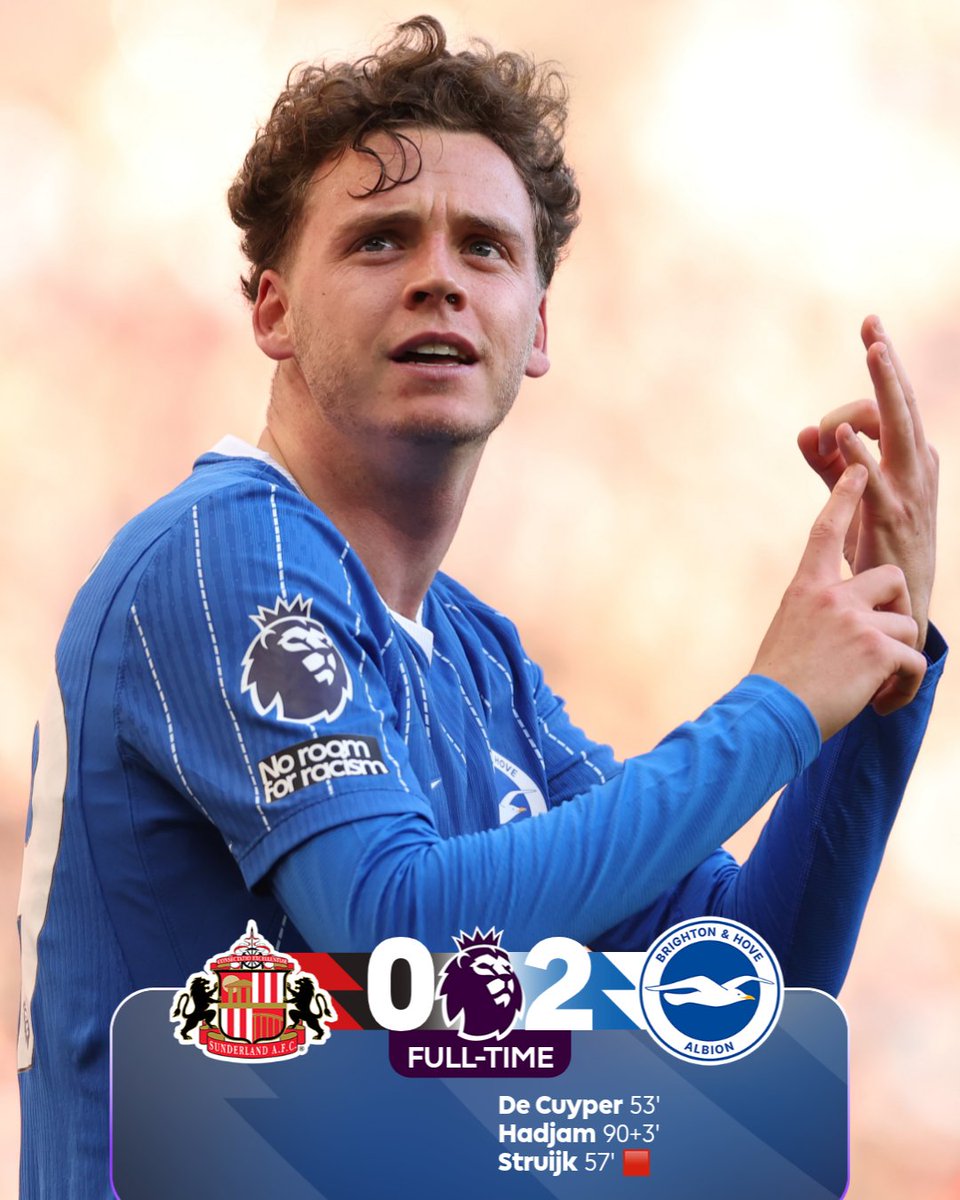 premierleague's tweet photo. Ten-man @BHAFC come away with a huge three points at Sunderland 💪 https://t.co/9EJPNU3Z88
