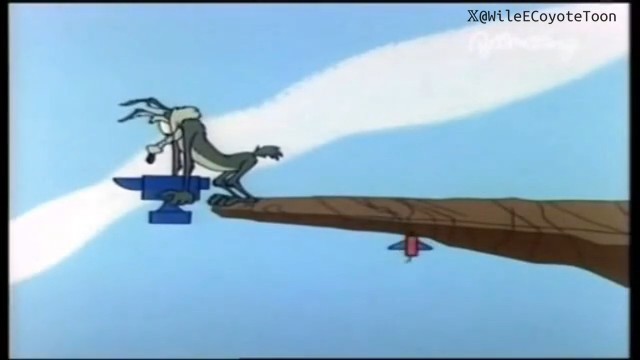 Wile E. Coyote stands precariously on a makeshift anvil device balanced at the edge of a cliff, juggling multiple contraptions in a frantic multi-tasking moment, with the handle "@W1lleECoyoteToon" visible in the top right corner. The image humorously illustrates the caption's message about being overwhelmed with too many simultaneous tasks and having no time to think before disaster strikes.
