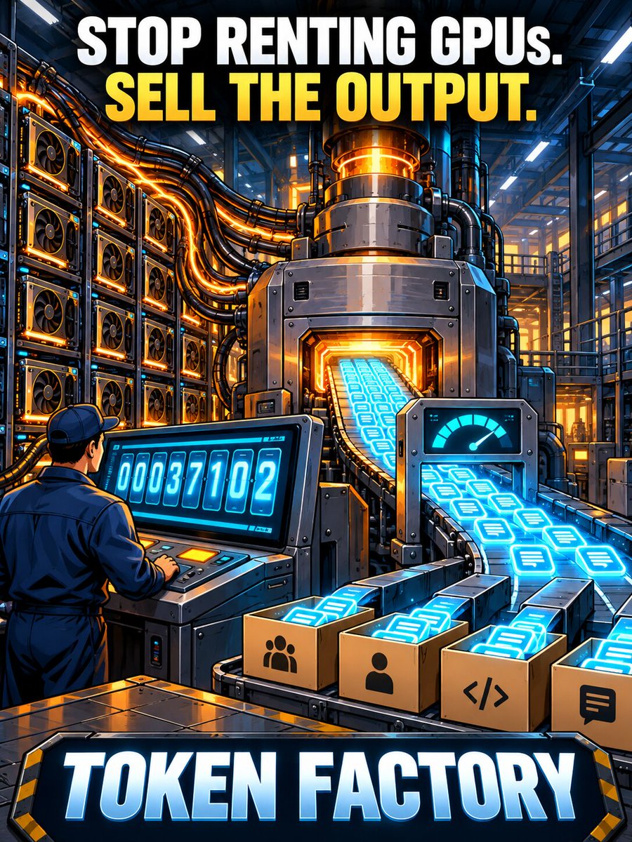 dadgogo_com's tweet photo. Data centers used to rent GPU hours. Now some operators want to sell the thing the machines actually produce: tokens.

A token factory turns compute into metered AI inference—served by API and billed by output.
token-factory
https://t.co/5y0rvlEmzT https://t.co/ElUByfEfIs