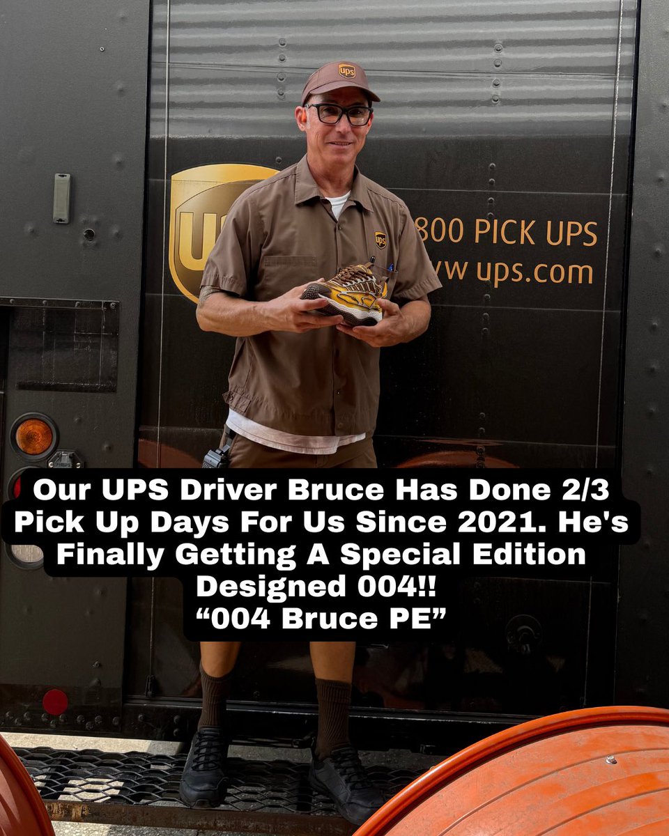 JohnGeiger_'s tweet photo. The @UPS PE 004!! Rain Or Shine, Bruce Has Showed Up Everyday For Years!! We’ve Talked For Years About Making Him His Own Color way or “Player Edition”. The Heat Map Like Design On The Mesh Was Intended To Show The Steps Per Day While Also Keeping That @ups Color Scheme on The Cage. What Yall Think?!?