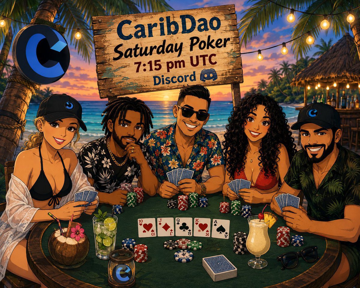 CaribDAO's tweet photo. CARIB Game Night 138

👾 $CARIB Poker w/ @ShulyGC
Free tournament with unlimited rewards and member benefits!

👾 5 $SUI Bounty on @dp_carib

👾 Pixelworld match @notpixelx

Games begin: 7 PM UTC

Join us 👉 https://t.co/ceeCCkC7kb https://t.co/r3JogWmo3t