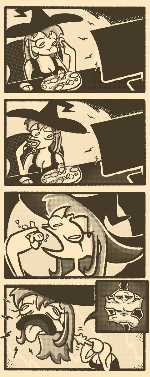 Dan__GTS's tweet photo. The silly witch learns the hard downsides of idle snacking when I'm nearby. Featuring @ArishaGTS #sizetwitter #giantess https://t.co/6cyGMix3DC
