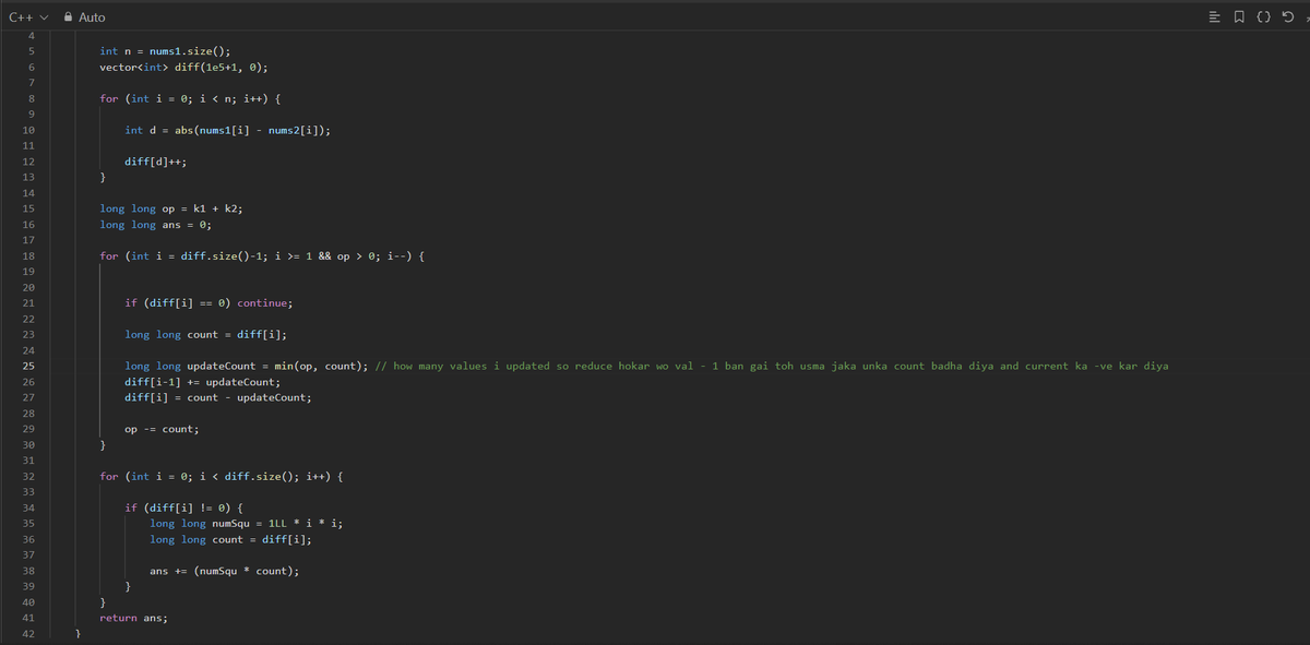 Jatin_lifo82's tweet photo. 🌟Day 623👨💻.
Solve @geeksforgeeks || @LeetCode
POTD Cpp⚡
Question LC. 2333. Minimum Sum of Squared Difference Medium✅.
Question GFG. Balancing with Distinct Powers Easy.
#geeksforgeeks #leetcode #DSA #POTD
@LeetCode @geeksforgeeks #CPP26 #CodingChallenge https://t.co/Np2OMIobnt