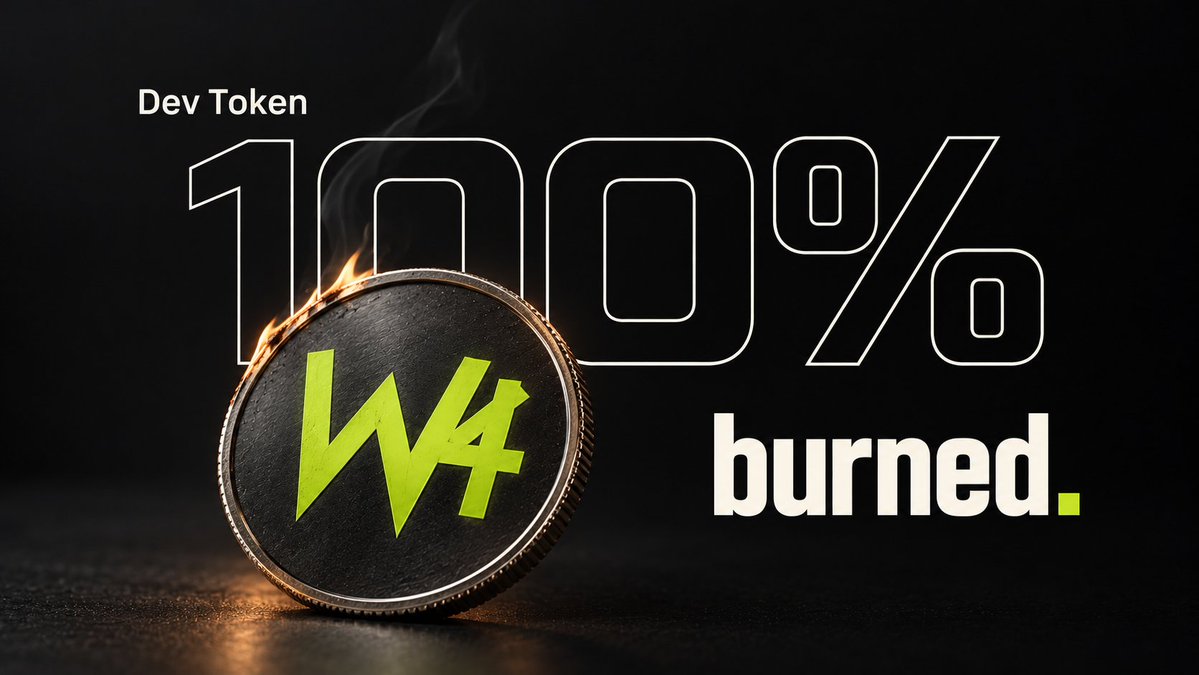 world4_ai's tweet photo. We’ve burned 100% of the $W4 tokens the dev team bought at launch.

Over 21.1 million $W4 sent to the burn address.

You can verify the transaction here:
https://t.co/0DARp1uh0h https://t.co/Po9fkkG6eB