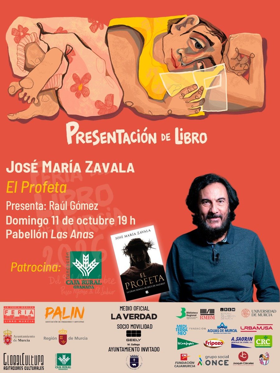 JMZavalaOficial's tweet photo. ¡Nos vemos en Murcia! Este domingo 11 de octubre, a las 19:00, os espero en la Feria del Libro de Murcia para presentaros #ElProfeta, la gran novela de Jesús de Nazaret. Después, estaré encantado de dedicaros ejemplares de #ElProfeta y de #Lacaraocultadelossantos. https://t.co/9fbGMKq1kb