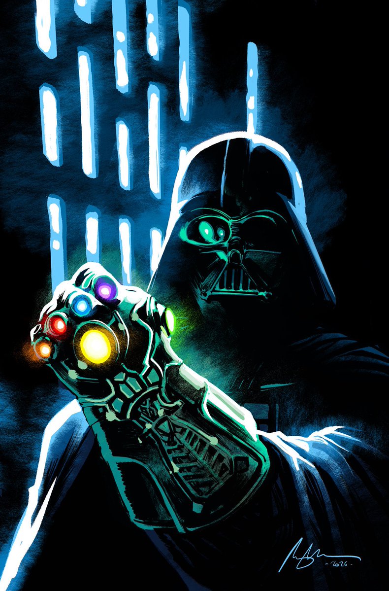 CultureCrave's tweet photo. Darth Vader wielding the Infinity Gauntlet in the Marvel &amp; Star Wars crossover comic series 

🎨 Rafael Albuquerque https://t.co/nEkK9B57E8