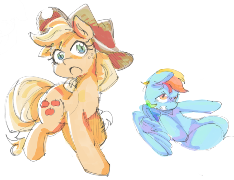 salesmanbruh's tweet photo. applejack n rainbow dash practice I tuink im getting better at drawing these https://t.co/icAqQkrw7R
