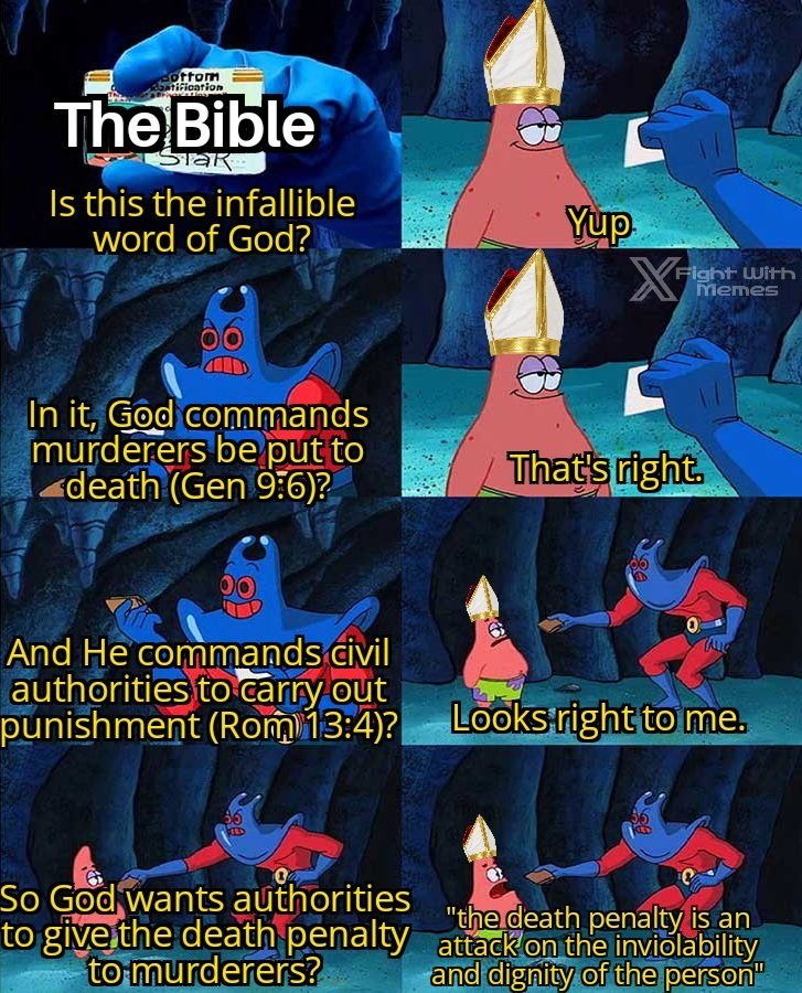 FightWithMemes's tweet photo. When the pope lets his libtarded opinions run afoul of the infallible Word of God. https://t.co/v3nX3dVdhC