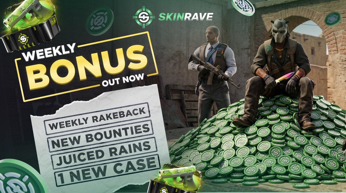 skinravegg's tweet photo. WEEKLY BONUS IS LIVE 🚨

🔓 Weekly Rakeback ready to claim
🔥 1 New Case
🎯 New Bounties
🌧️ 6,500T Rain

🎁 “WEEKLY” — 1.5T (lvl 2+)
🎁 “BONUS” — 7T (2.4M XP / 5K 7D wager req)

👉 https://t.co/f2fNacdcWZ https://t.co/5XS3hXB26d