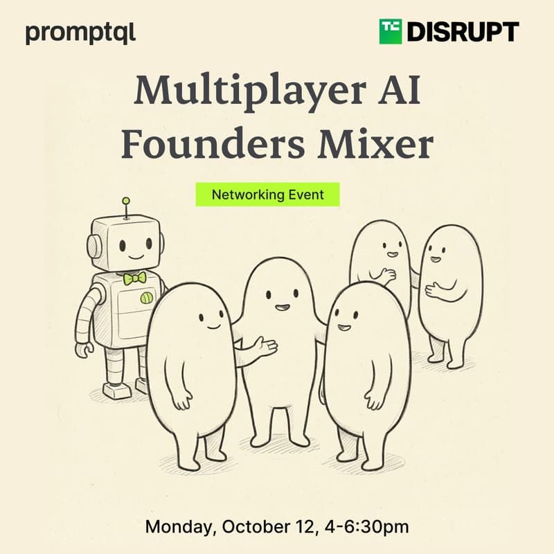 PromptQL's tweet photo. We're not slowing down after SFTechWeek. Come hang out before the @TechCrunch Disrupt insanity starts!

Join our founder mixer for chai, samosas, and multiplayer AI on Oct. 12, 4-6:30 PM in SF.

https://t.co/bflF2Ez0eH

#SFTechWeek #TechCrunchDisrupt #Founders https://t.co/LAYCkzEPzK