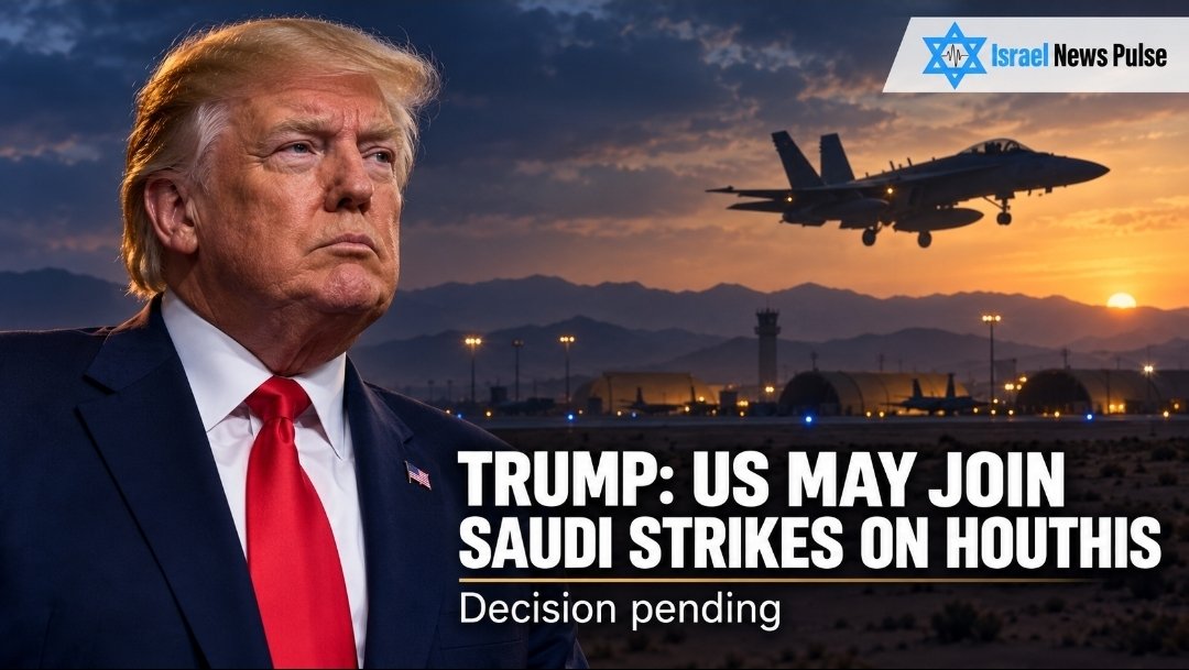 israelnewspulse's tweet photo. United States: President Donald Trump said Washington may join Saudi strikes against the Houthis and is examining the option. He said the US had only just learned of the latest attack and would decide how to respond, adding that his administration is moving very quickly. https://t.co/XU5lWLt1a2