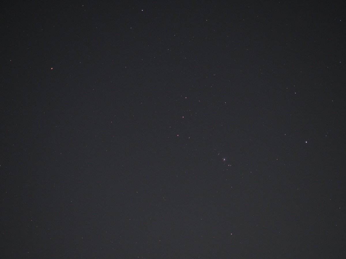 saburo_m's tweet photo. オリオン座が見えたのでベランダから。まぁ街明かりがあると星雲きついな…。
さておき、SDカードリーダーをスマホにさせるようになったのでカメラのデータ直接読めるのいいわ。無線より物理接続。 https://t.co/QJvRi7RZpo