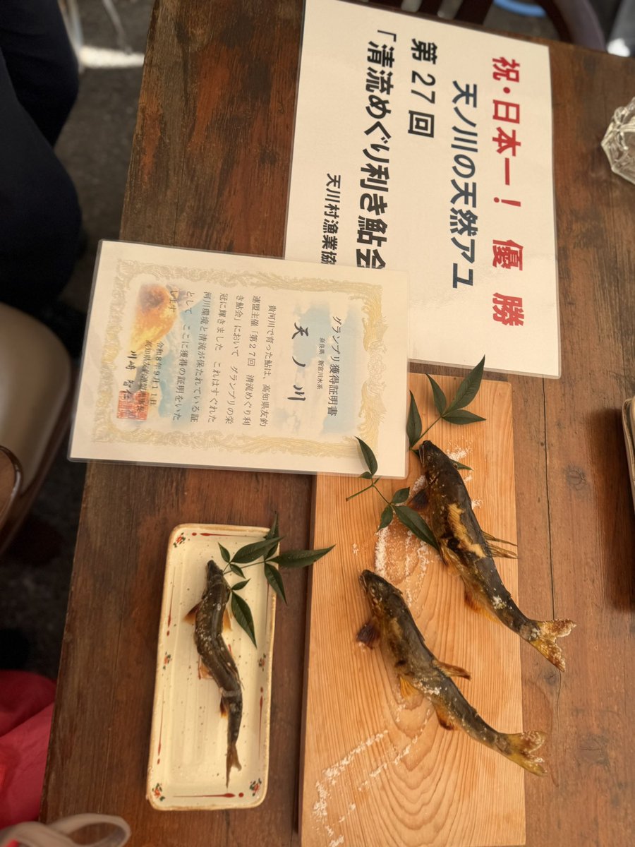 kanachocolat's tweet photo. いつかの、鮎バカ日記。奈良天川村の天然鮎。白い小皿が養殖鮎。 https://t.co/eLmrHOuih7