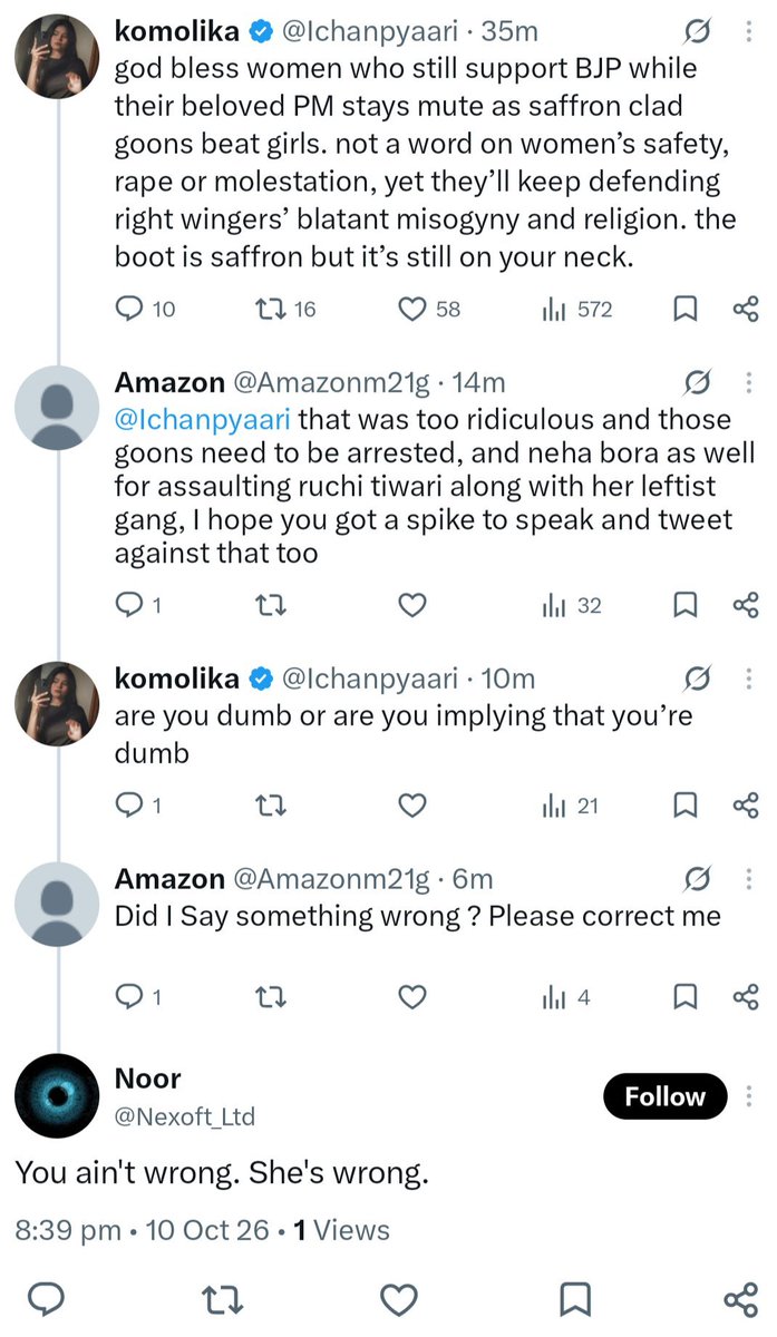 Amazonm21g's tweet photo. @kon_ica @kon_ica people pretend to be feminists, but I have a doubt why leftists are one sided feminists? Like I haven't seen any one opposing neha bora and her group for harrassing Ruchi Tiwari... https://t.co/HfMJQB7ndW