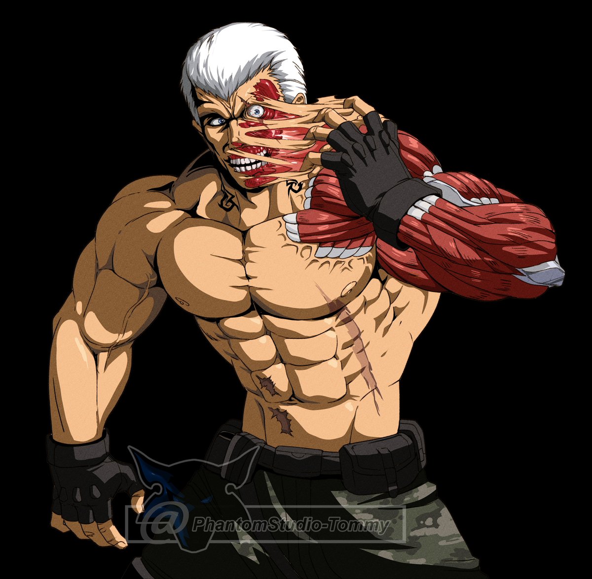PhantomstudioT's tweet photo. Bryan Fury Pulling back the mask ⚙️😈 
...pealing he's off 
- VGen Commission

#tekken #bryanFury https://t.co/tTPC2o9WIh