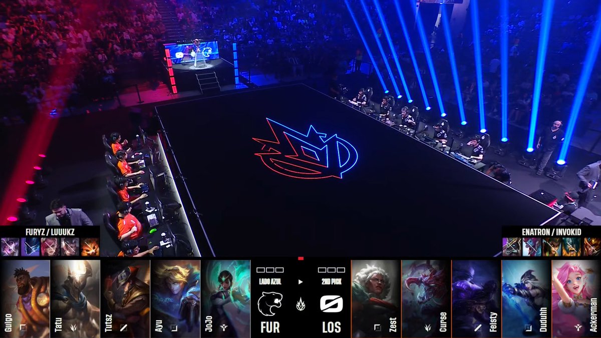 CBLOL's tweet photo. A Seleção de Campeões para o primeiro jogo da Grande Final entre @losgrandesgg e @FURIA está na tela!

#CBLOL | 📺https://t.co/5ekg1C5x4b https://t.co/HGMrIhbEaT