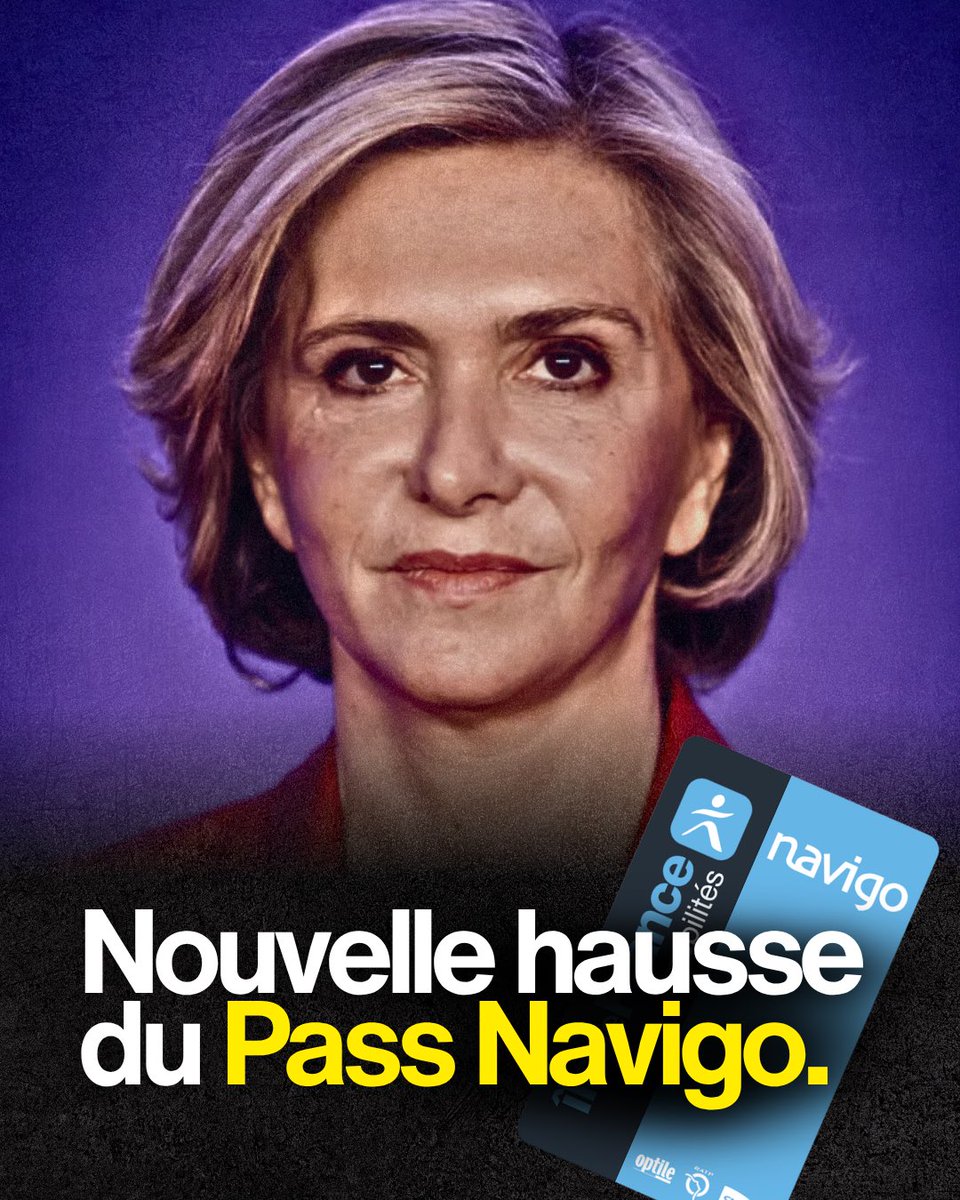 Clemence_Guette's tweet photo. Nouvelle hausse du Pass Navigo.

Il passe à 93,40 € par mois, et dépasse maintenant les 1000 € par an !

Mme Pécresse promettait de le maintenir à 70 euros lors de sa campagne.

Les Français galèrent. Les Franciliens aussi. Et Pécresse continue de les faire payer pour un service qui empire chaque jour.