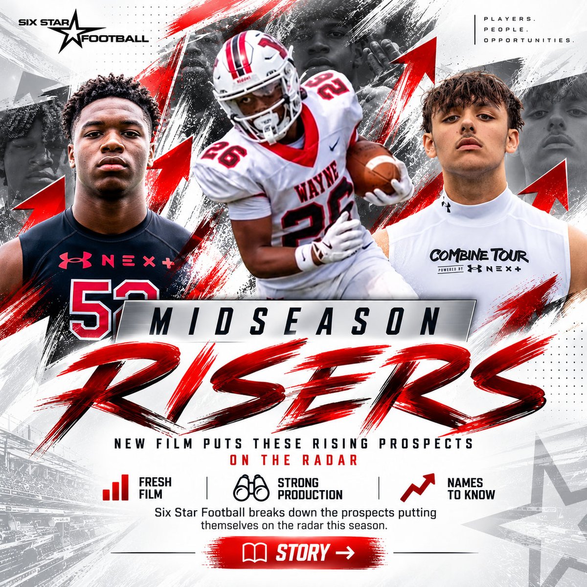 sixstarfootball's tweet photo. 📈 MIDSEASON RISERS | Making their case with strong fall film 🏈

Several rising prospects are putting themselves on the radar 🔥

🎥 Fresh film
📊 Strong production
👀 Names to know

Breaking down the prospects trending UP this season.

📖 EVALS ⬇️ https://t.co/ybIQLRHFth 

@BollenAisaiah @SammyJurgens @EastonLoftin @Martin10Brock @lul_vonx @ConorDrnek @JMedUE2027 @Football2068800 @HudsonIrwin2027 @BexMason2030 @Conner_McCoy_55 @Deion2028 @cjperson8 @rodriguezMike41 @Learyesnipes @252_J62 @BryceW2029 @alitims26 @EliArmJack2 @EX_Emeryy @_Taebutler24 @cox_landon24 @Chase_Flowers78 @MilesHall_53 @russ2tuff19 @JeffWilliamsIII @Kamden_Raever @musabangura77 @Javaughn_D @RyanLew215 @tevinowencrats @kole_dresch @mccloud_finn @ClaytonBaugh11 @matthew_casey08 @Jalen2Clarke @LeoFerguson1of1 @calebfoley2028 @ethanhames77 @Maurice_Harbor0 @DashHolley @MccauleyColten @TarrantMckenzie @thekalebDmoore @LandoRobinson2 @1kduexe_ @CalyxDough92 @AceEsch @neyland_ezell2 @landon_hill77