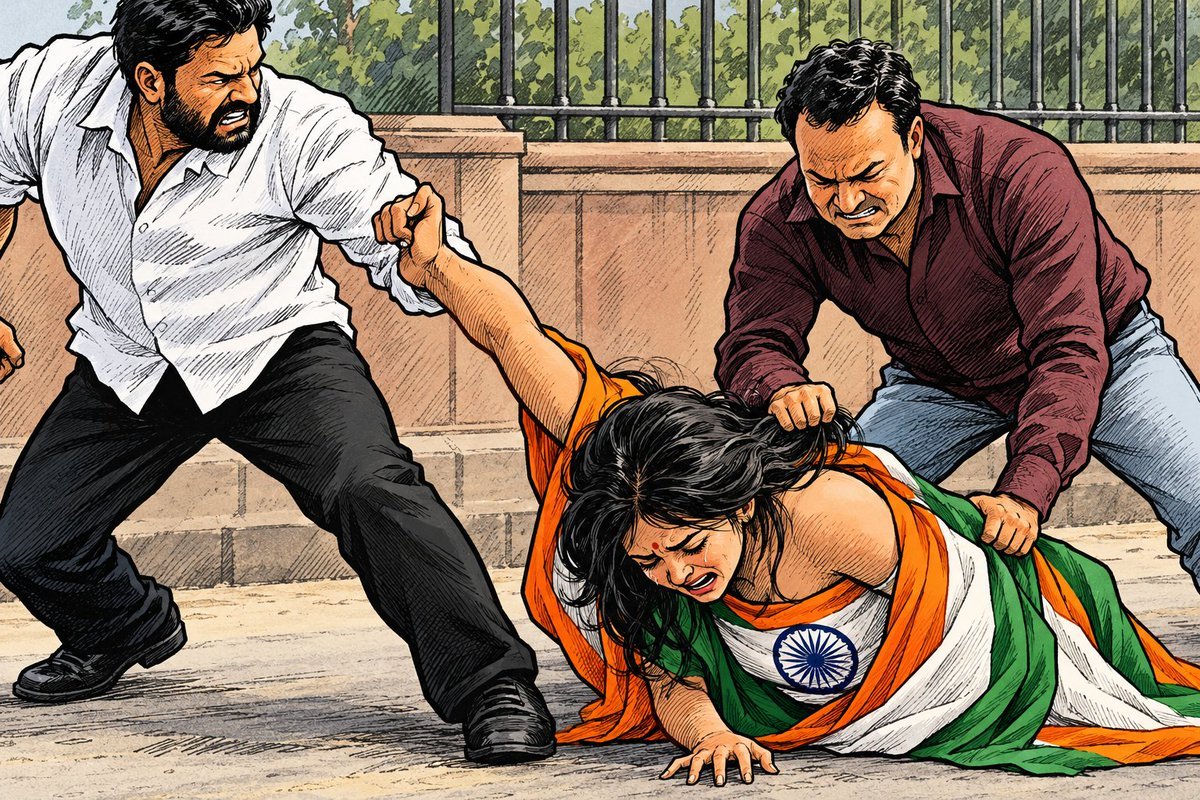 shoaibFeed's tweet photo. BJP goons have entered the protest site and are beating women. 
Is this how women are treated in India? 

Shameful! https://t.co/2NUTSShKry