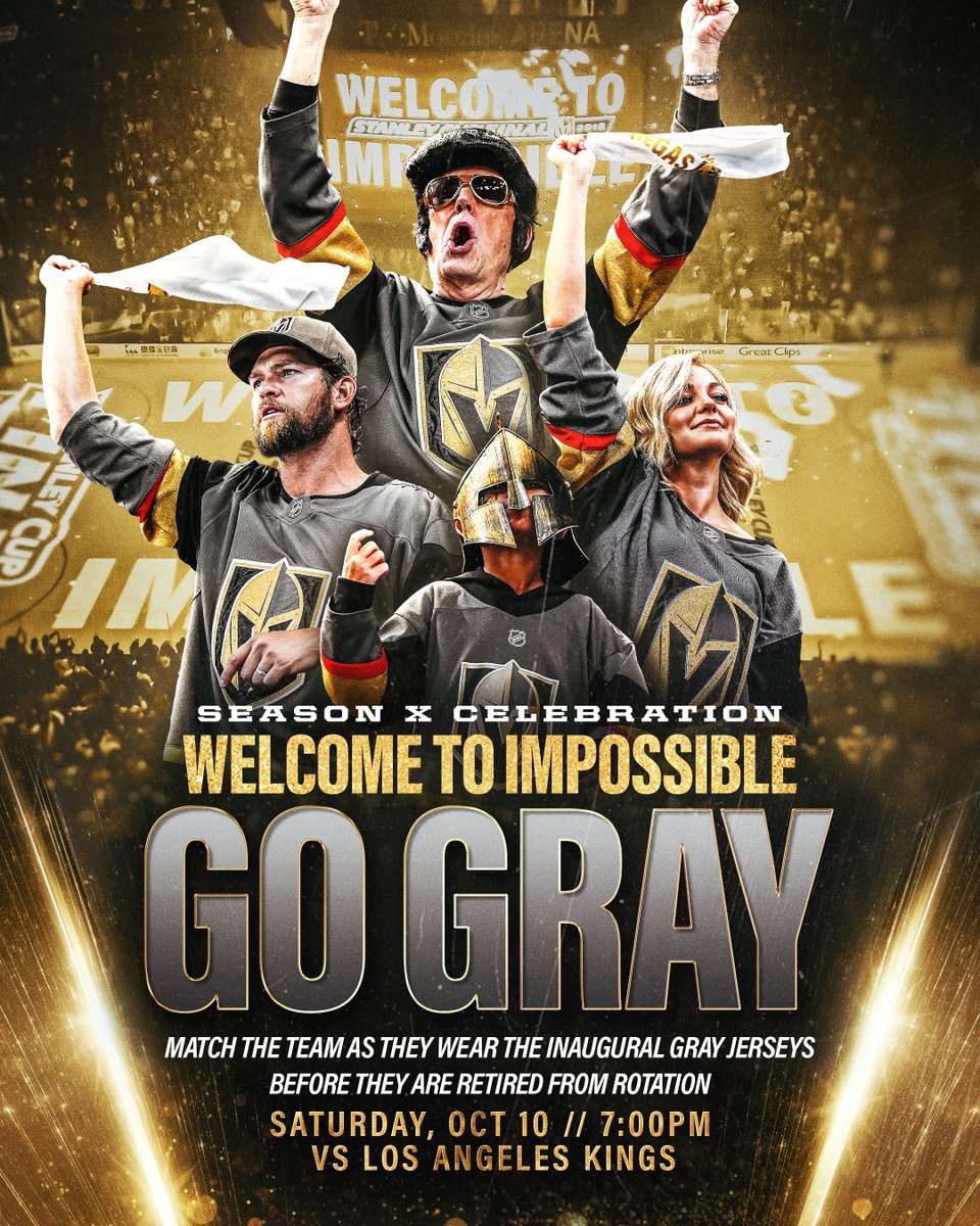 GoldenKnights's tweet photo. We'll be wearing gray jerseys for Welcome to Impossible Knight &amp; you should too! 😍

🎟️ » https://t.co/mChpP44wCu https://t.co/bjmknXvjmE