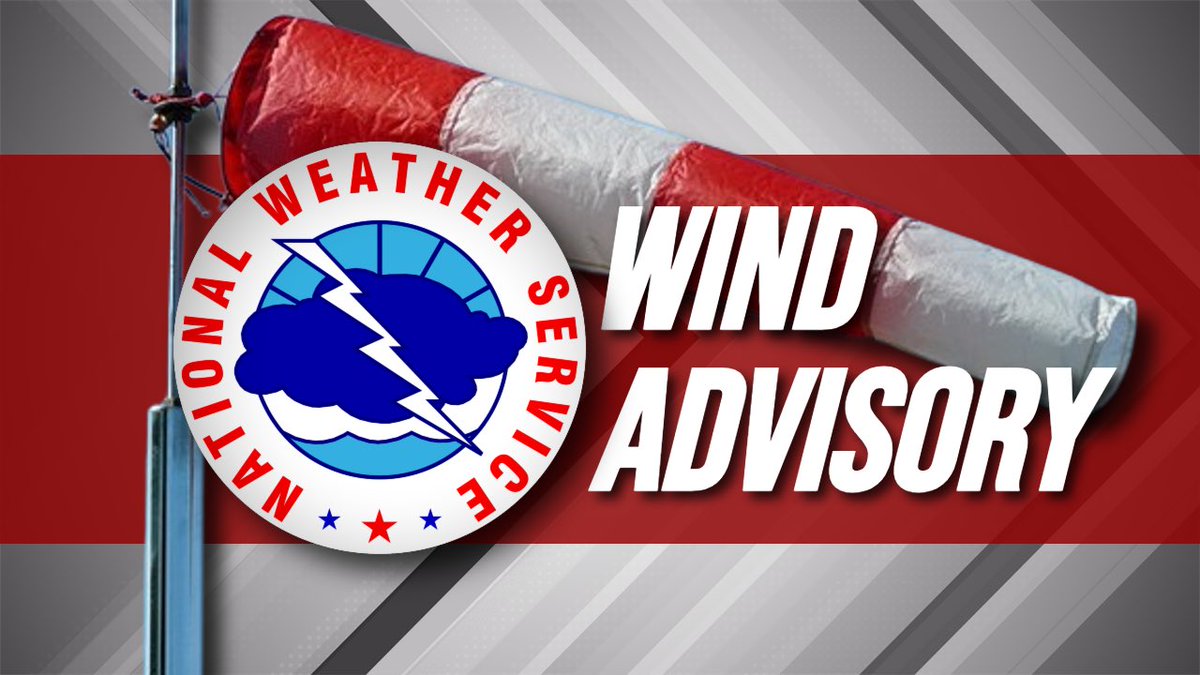 weisradio's tweet photo. WIND ADVISORY in effect until 7 pm this evening with winds of 15-20 mph &amp; gusts of up to 45 mph. https://t.co/zt48s7J5pY