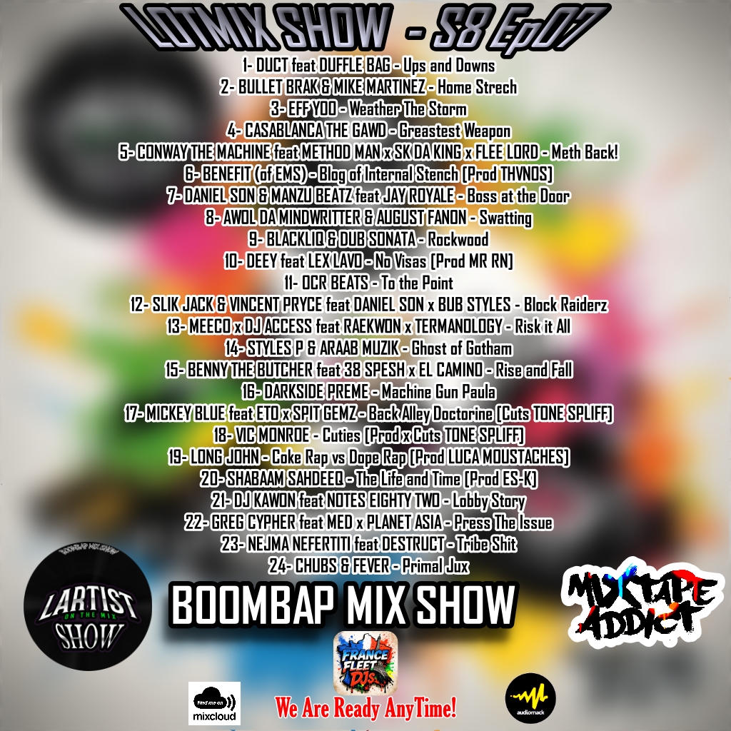dj_Lotmix's tweet photo. 🚨NEW LOTMIX SHOW-S8Ep07 by @dj_lotmix ft @deey_ke @nejmanefertiti @OGeffyoo @Casathegawd  @AWOLMindwriter @BlackLiq @SlikJack @vincentpryce514 @araabMUZIK @BennyBsf @ToneSpliff @VicMonroe3 @ShabaamSahdeeq @DestructLA @Raekwon @TermanologyST &amp;more

🎧https://t.co/4ixjmISUpl https://t.co/TOqeZDvM3z