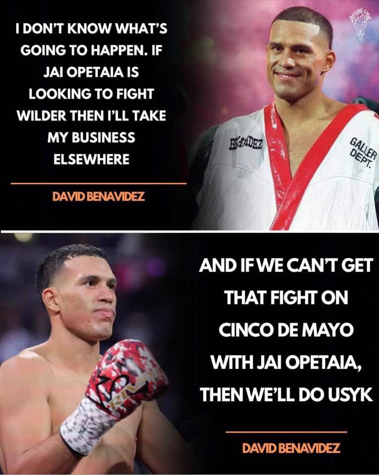 BoxingROKus's tweet photo. Here’s what #DavidBenavidez wants #JaiOpetaia or #Usyk https://t.co/XVcIzR05KA