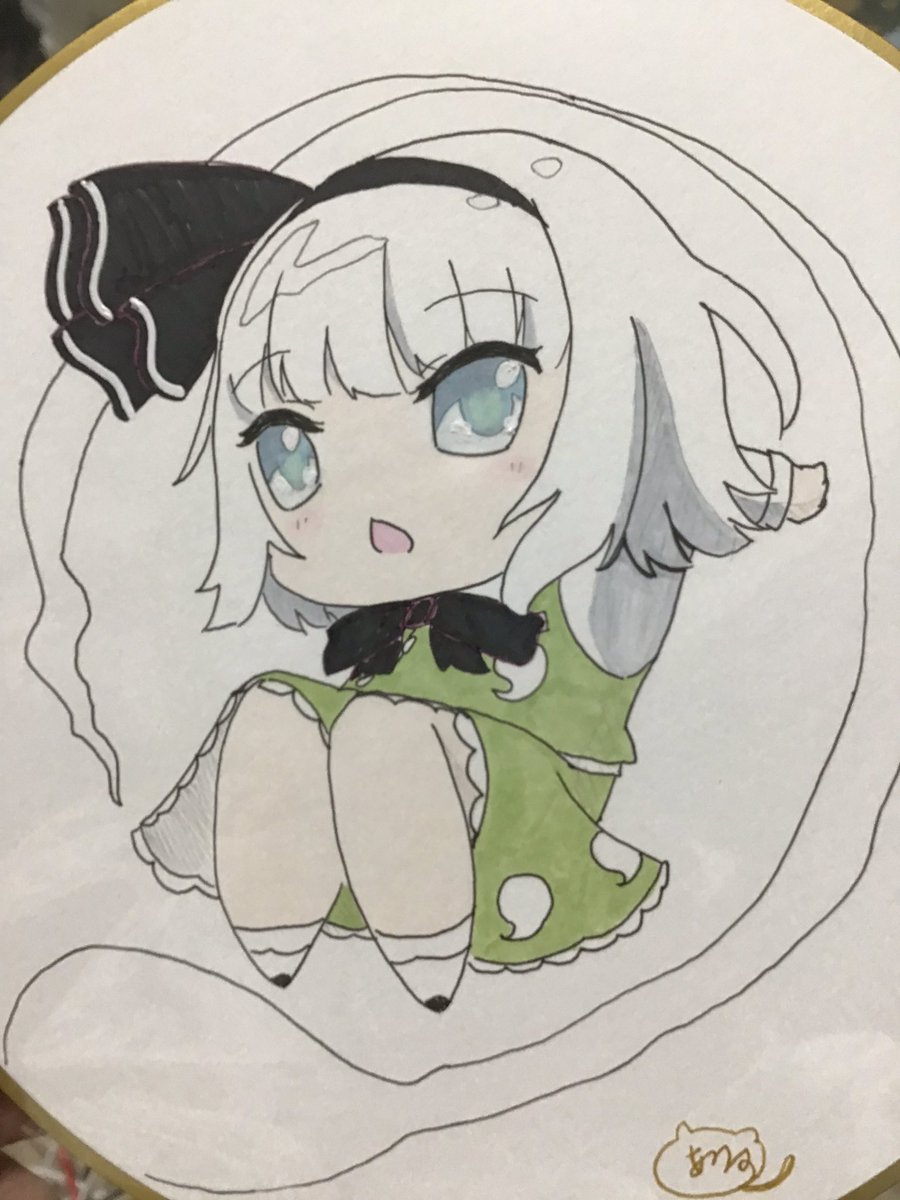 nihonryokuchaen's tweet photo. 日付変わりましたので、本日の東方紅楼夢のお品書き、告知です。

例大祭と変わりません、よろしくお願いします。
妖夢ちゃんの色紙1枚だけ描き上がりましたので持っていきます！ご縁がありますように。 https://t.co/ZkJMB7I5RI
