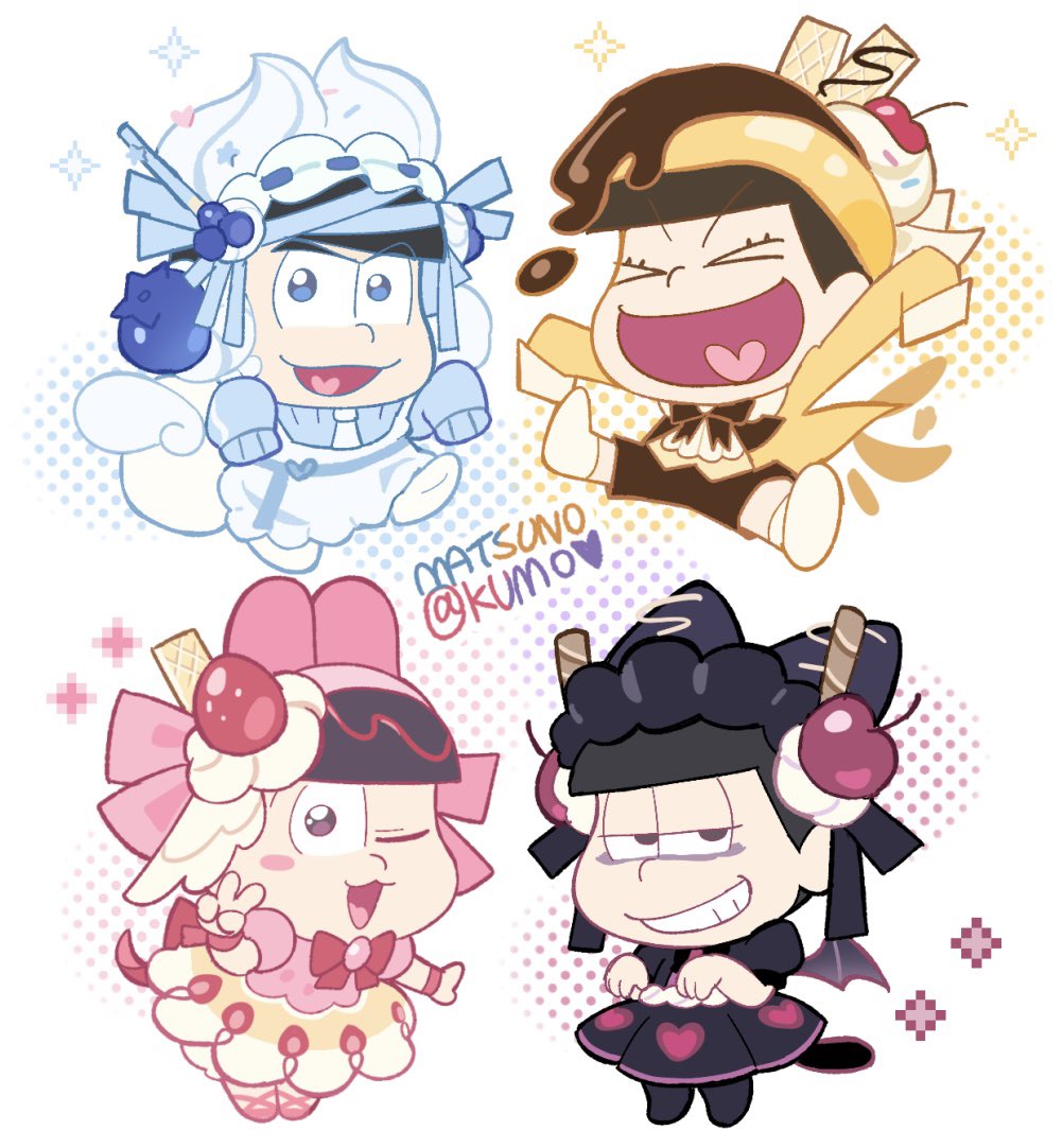 matsunokumo's tweet photo. 🩵💛🩷🖤
#おそ松さん https://t.co/Bj2jP26y3Y