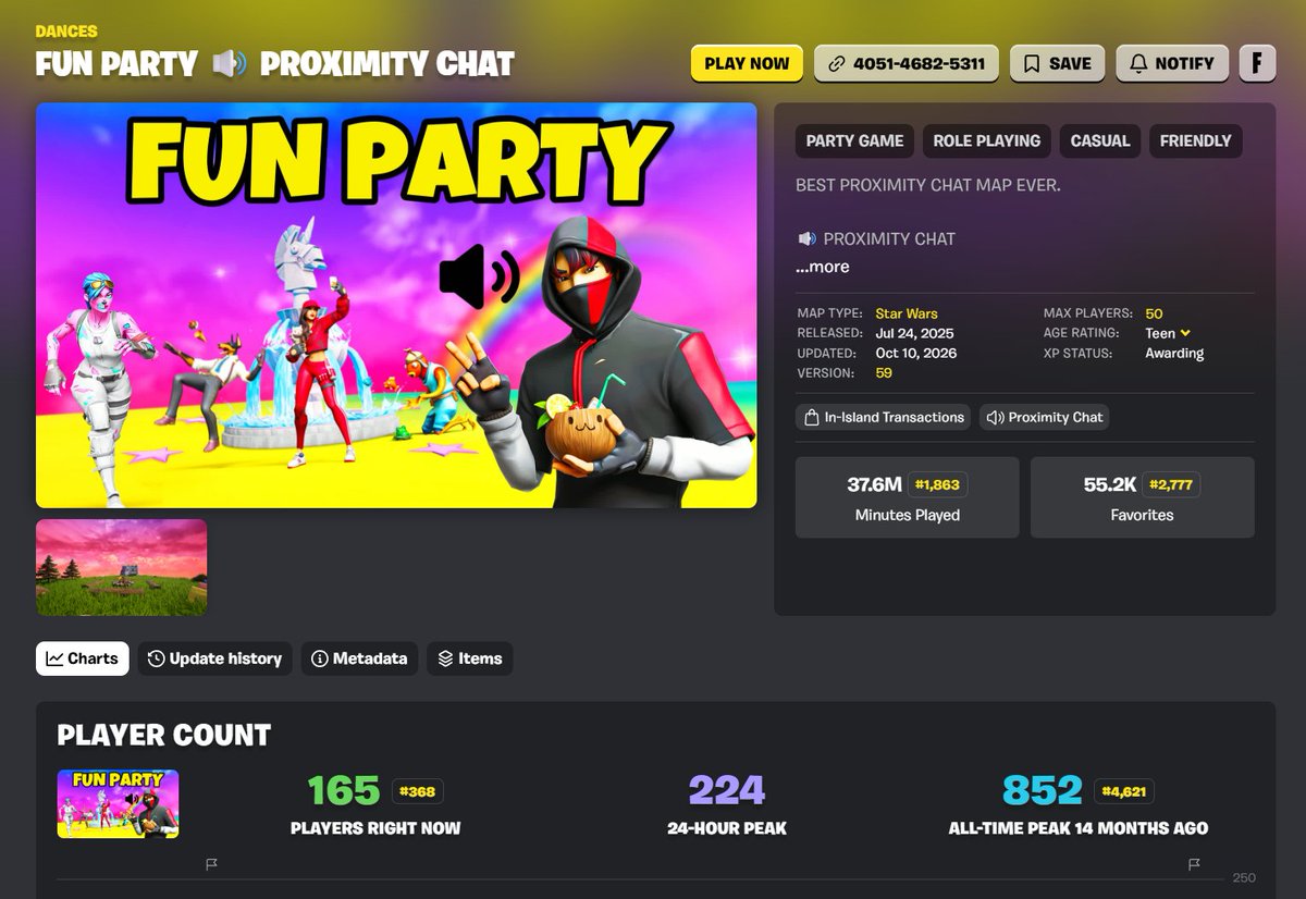 priavtfn's tweet photo. @FNCreate, how did this pass moderation? Map 4051-4682-5311 was disabled for hours but is back. Only skin images were removed. Players can still use skins and emotes they don't own, with skin transformations in a separate room. These features still attract players. What's fixed? https://t.co/K1WjMeiAgT